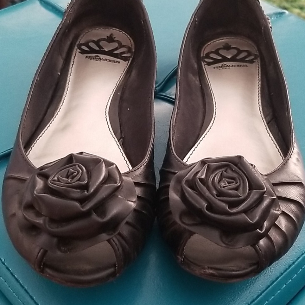 Black Floral Flats - Picture 2 of 5
